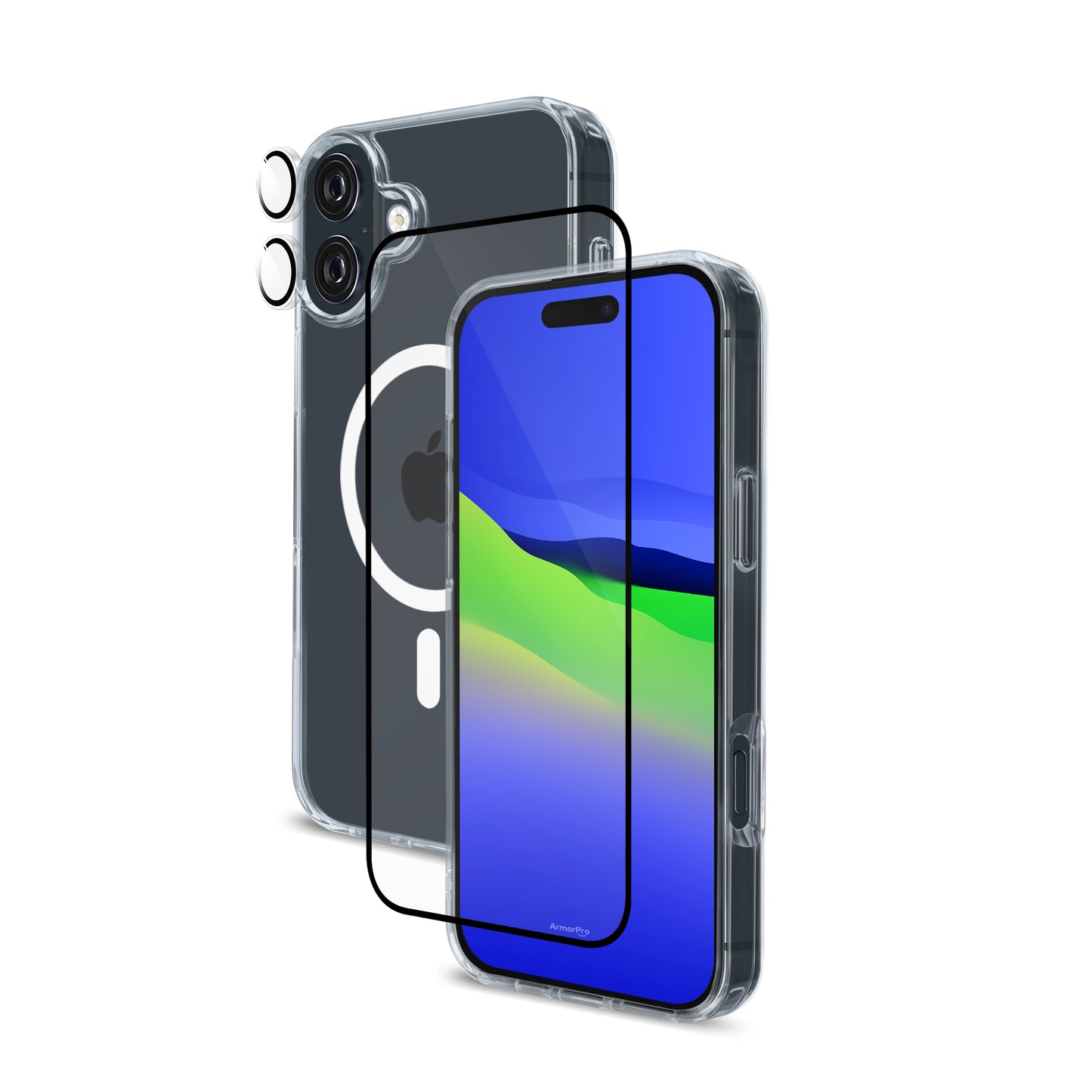 ArmorPro 3-in-1 Combo (HD Screen Protector & Camera Lens & Clear Case with MagSafe )for iPhone 16 Series