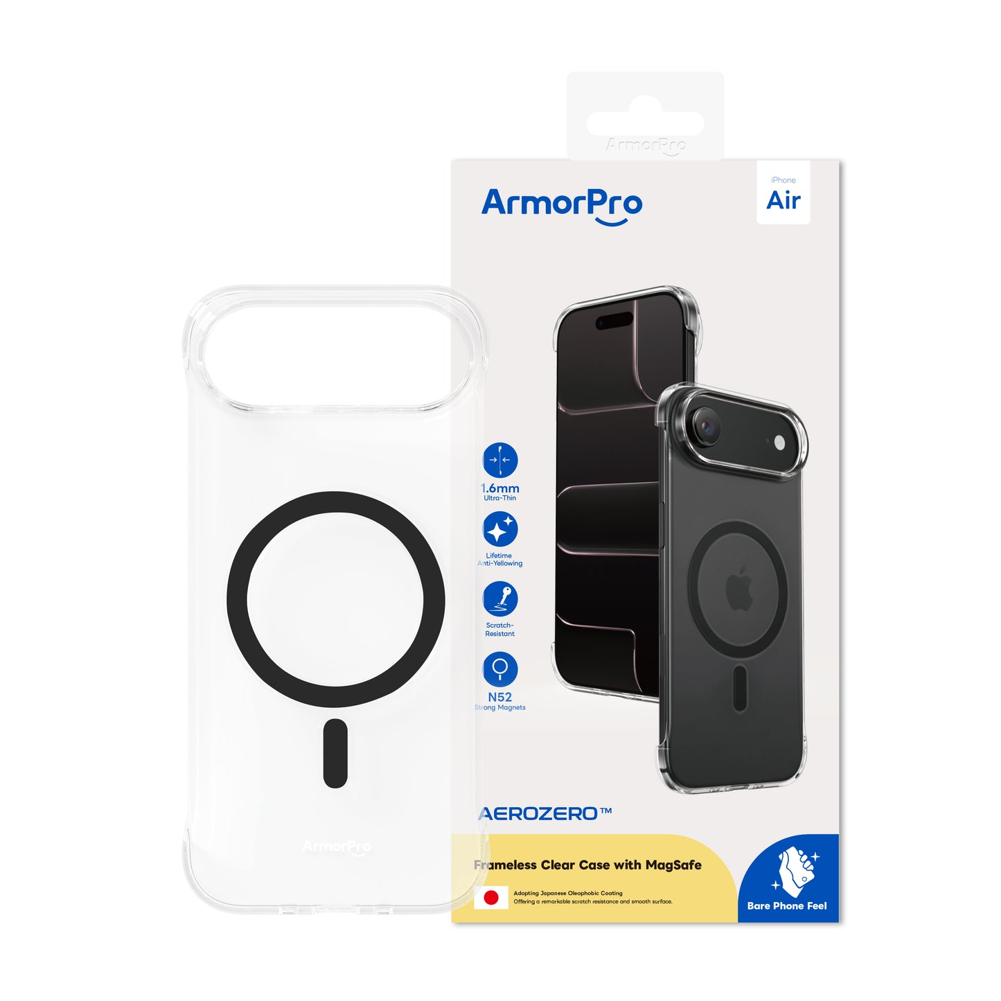 ArmorPro Frameless PC Clear Case with MagSafe Black for iPhone 17 Air
