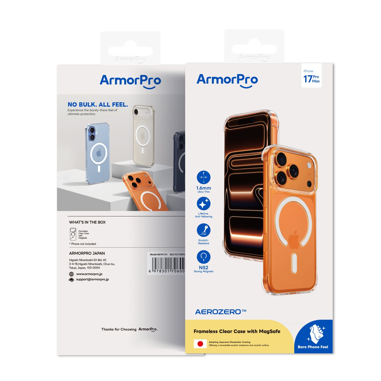 ArmorPro Frameless PC Clear Case with MagSafe White for iPhone 17 Series