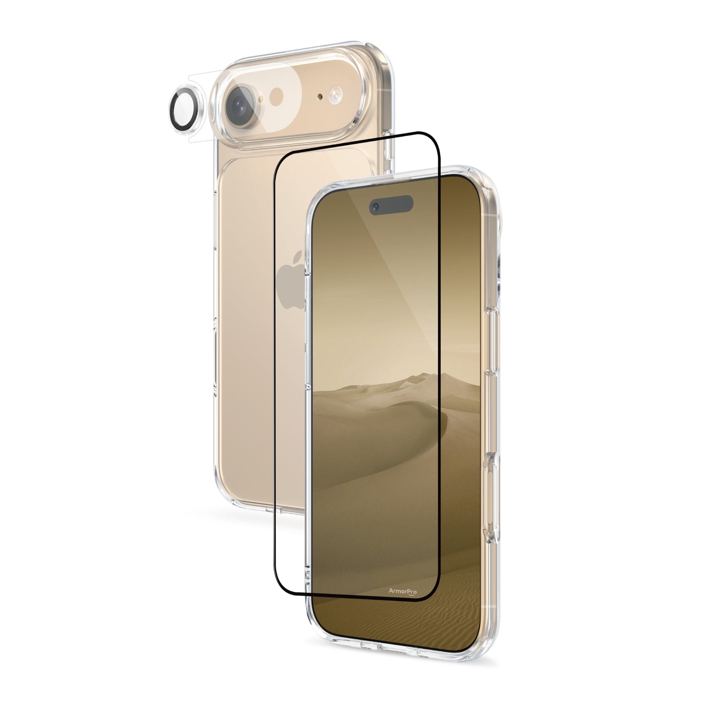 ArmorPro SODA 3-in-1 Combo (HD Screen Protector & Camera Lens & Clear Case)for iPhone 17 Series