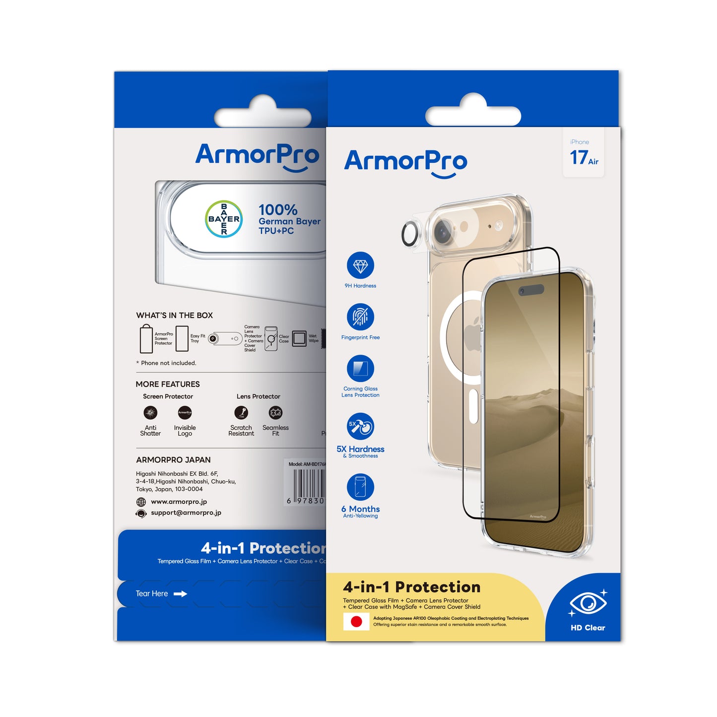 ArmorPro SODA 3-in-1 Combo (HD Screen Protector & Camera Lens &Clear Case with MagSafe) for iPhone 17 Series