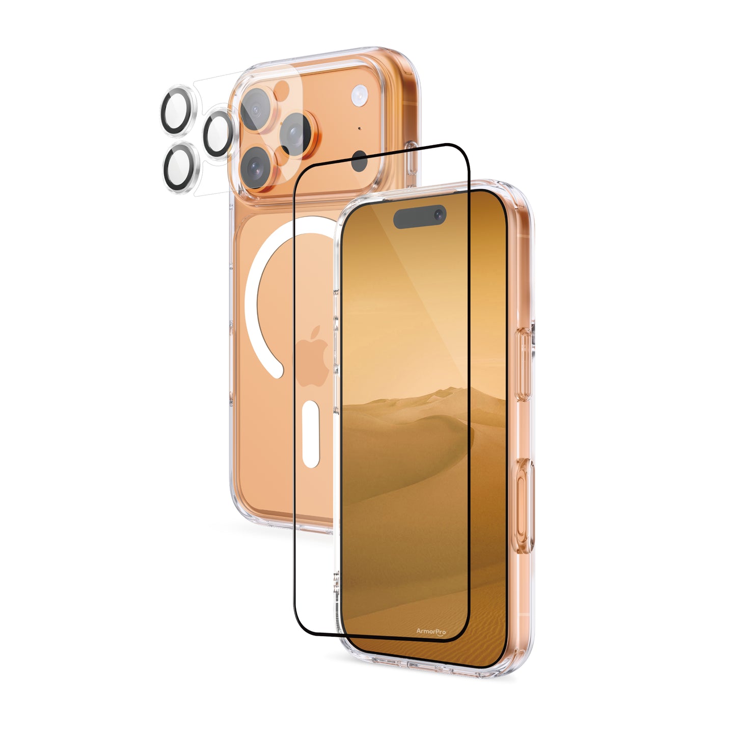 ArmorPro SODA 3-in-1 Combo (HD Screen Protector & Camera Lens &Clear Case with MagSafe) for iPhone 17 Series