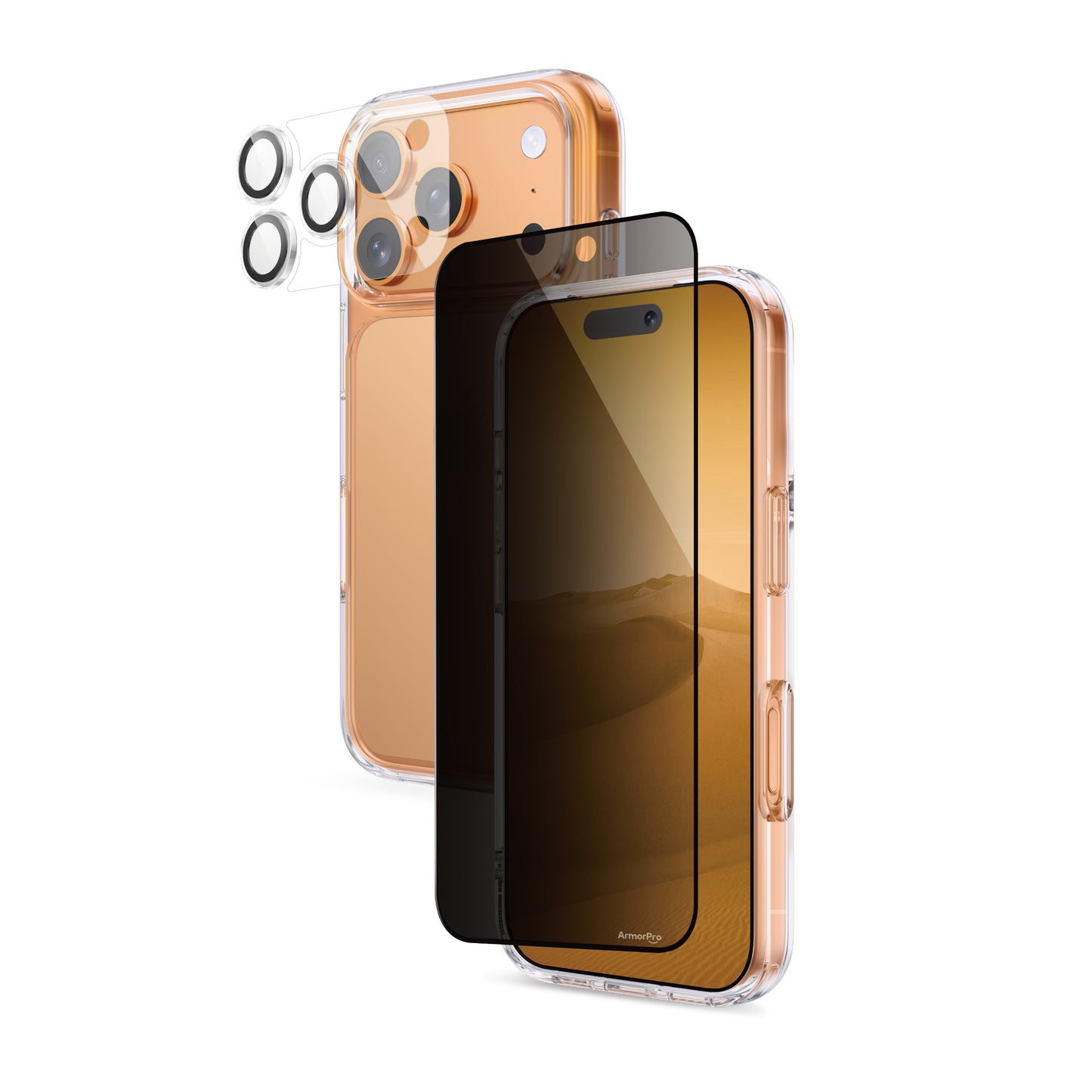 ArmorPro SODA 3-in-1 Combo (Privacy Screen Protector & Camera Lens &Clear Case) for iPhone 17 Series