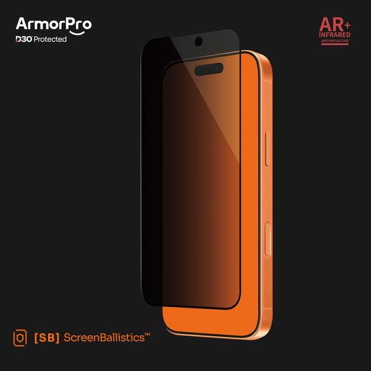 ArmorPro D3O ScreenBallistics Screen Protector Privacy AR for iPhone 17 Pro & 17 Pro Max