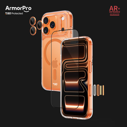 ArmorPro D3O 3-in-1 Combo with Capture Button  (HD Anti-Reflective Screen Protector & DoubleAR Camera Lens & D3O Clear Case with MagSafe) for iPhone 17 Pro & 17 Pro Max