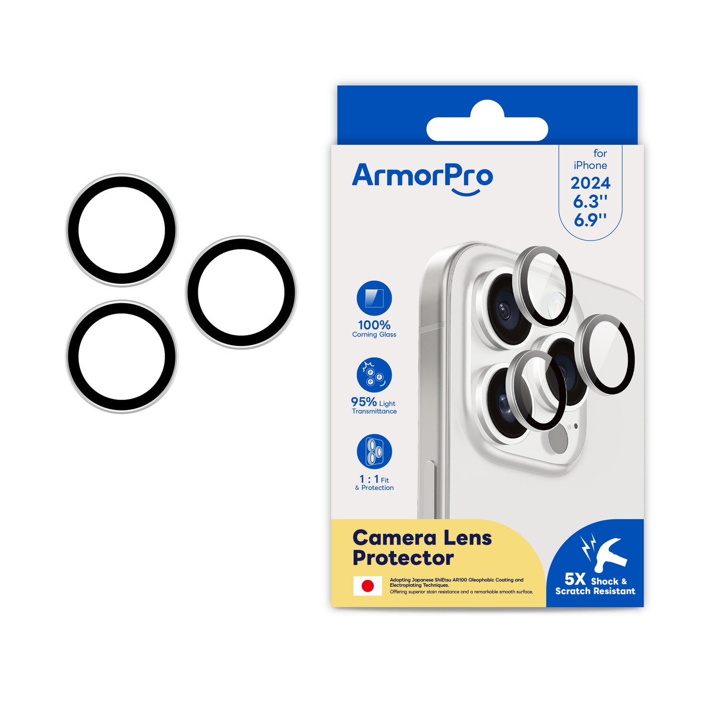 ArmorPro Camera Lens Protector for iPhone 16 Pro & 16 Pro Max