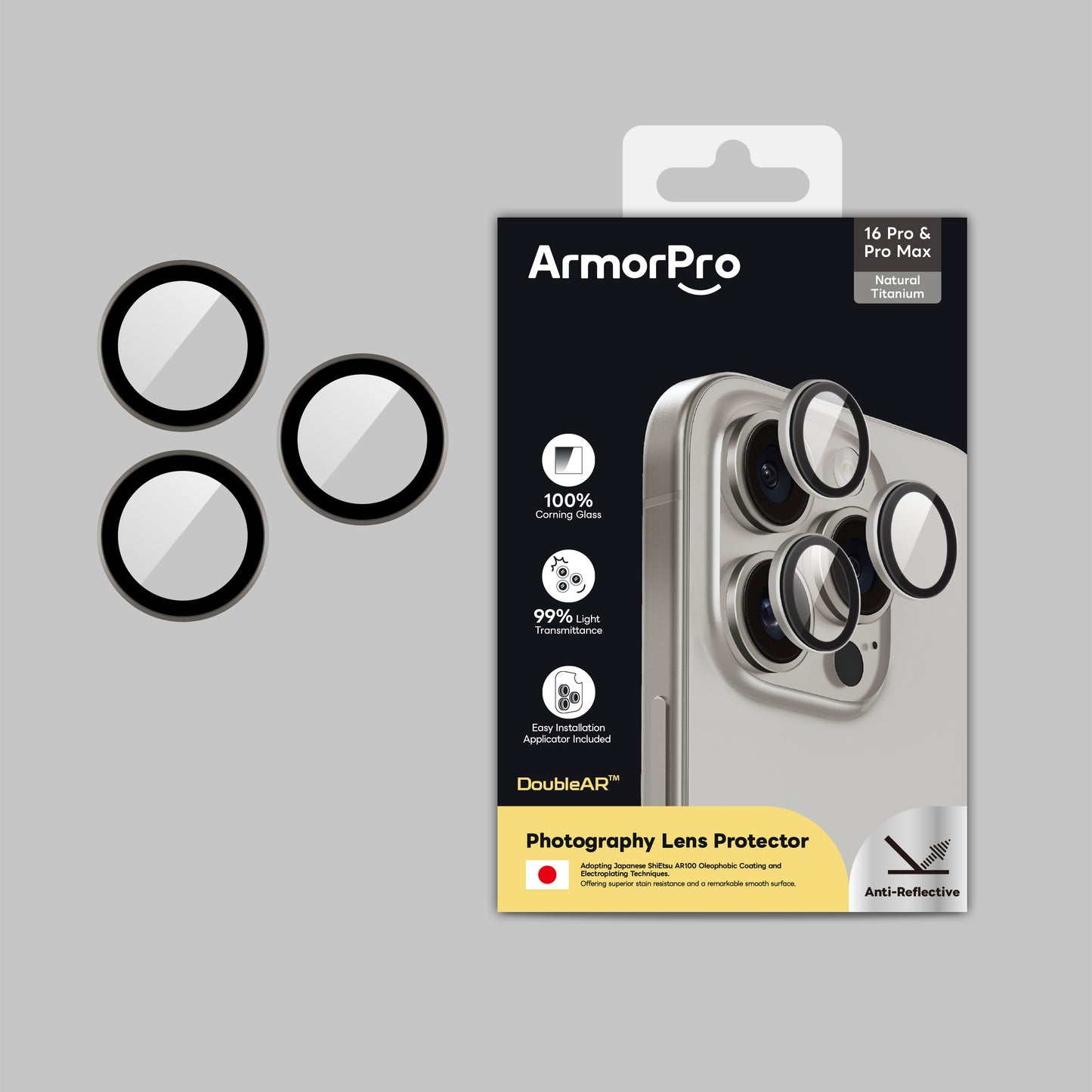 ArmorPro DoubleAR Camera Lens Protector for iPhone 16 Pro & 16 Pro Max