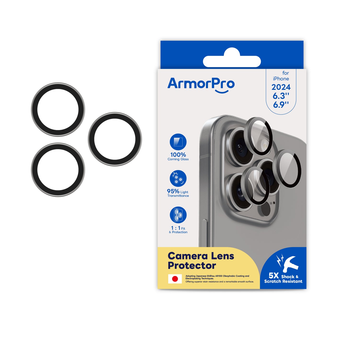 ArmorPro Camera Lens Protector for iPhone 16 Pro & 16 Pro Max