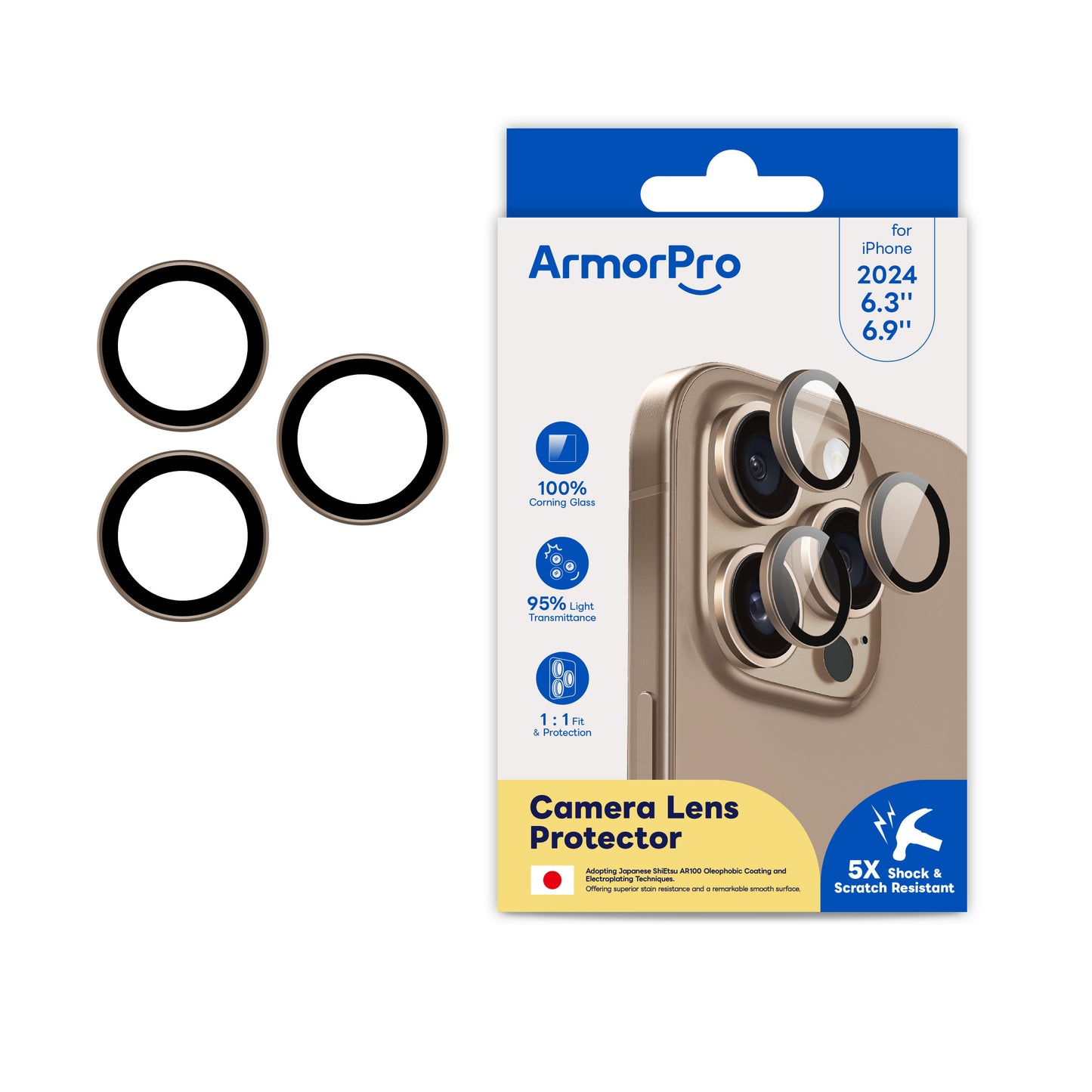 ArmorPro Camera Lens Protector for iPhone 16 Pro & 16 Pro Max