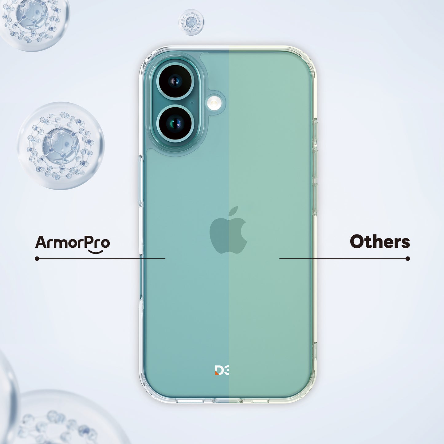 ArmorPro D3O Protected Clear Case for iPhone 16 Series