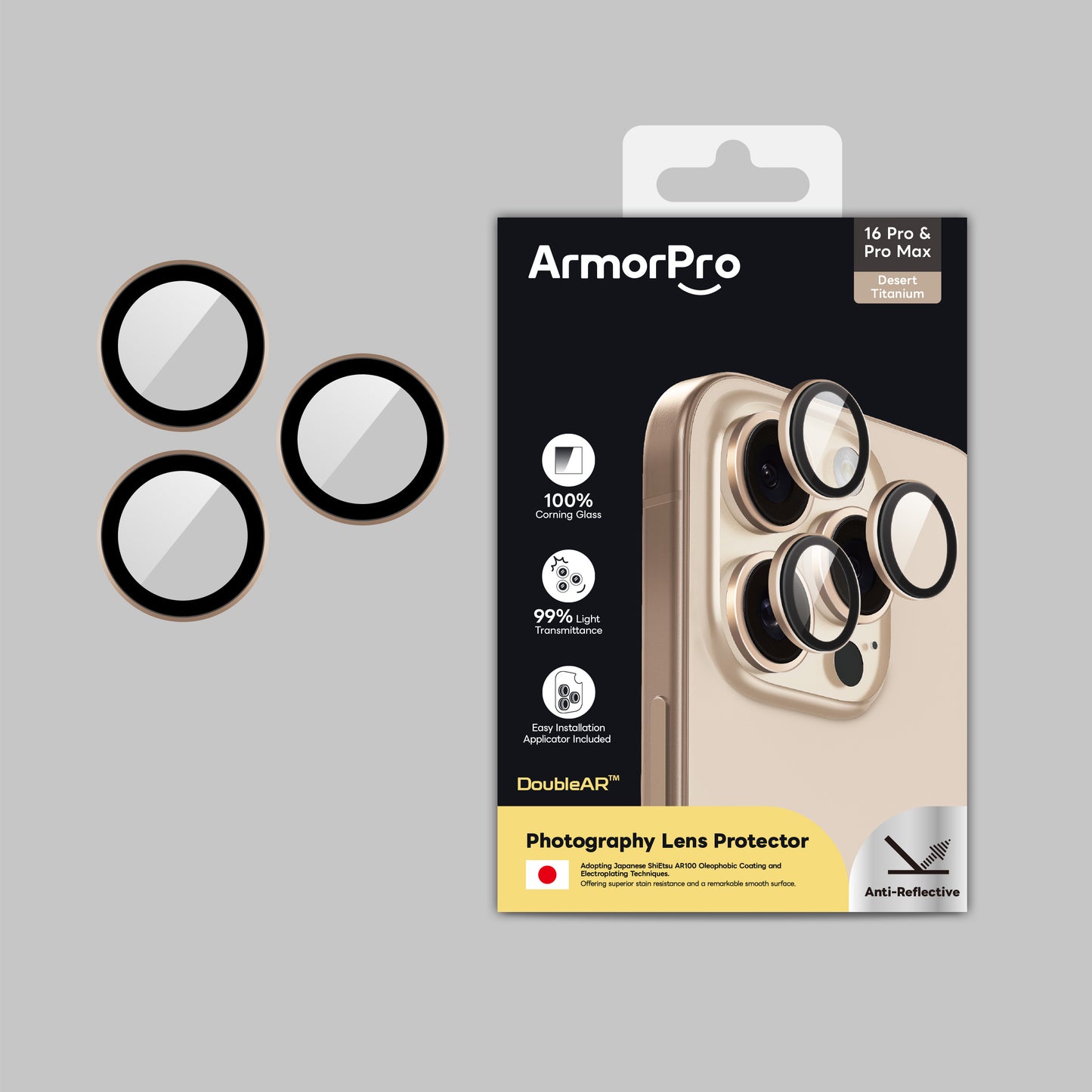 ArmorPro DoubleAR Camera Lens Protector for iPhone 16 Pro & 16 Pro Max