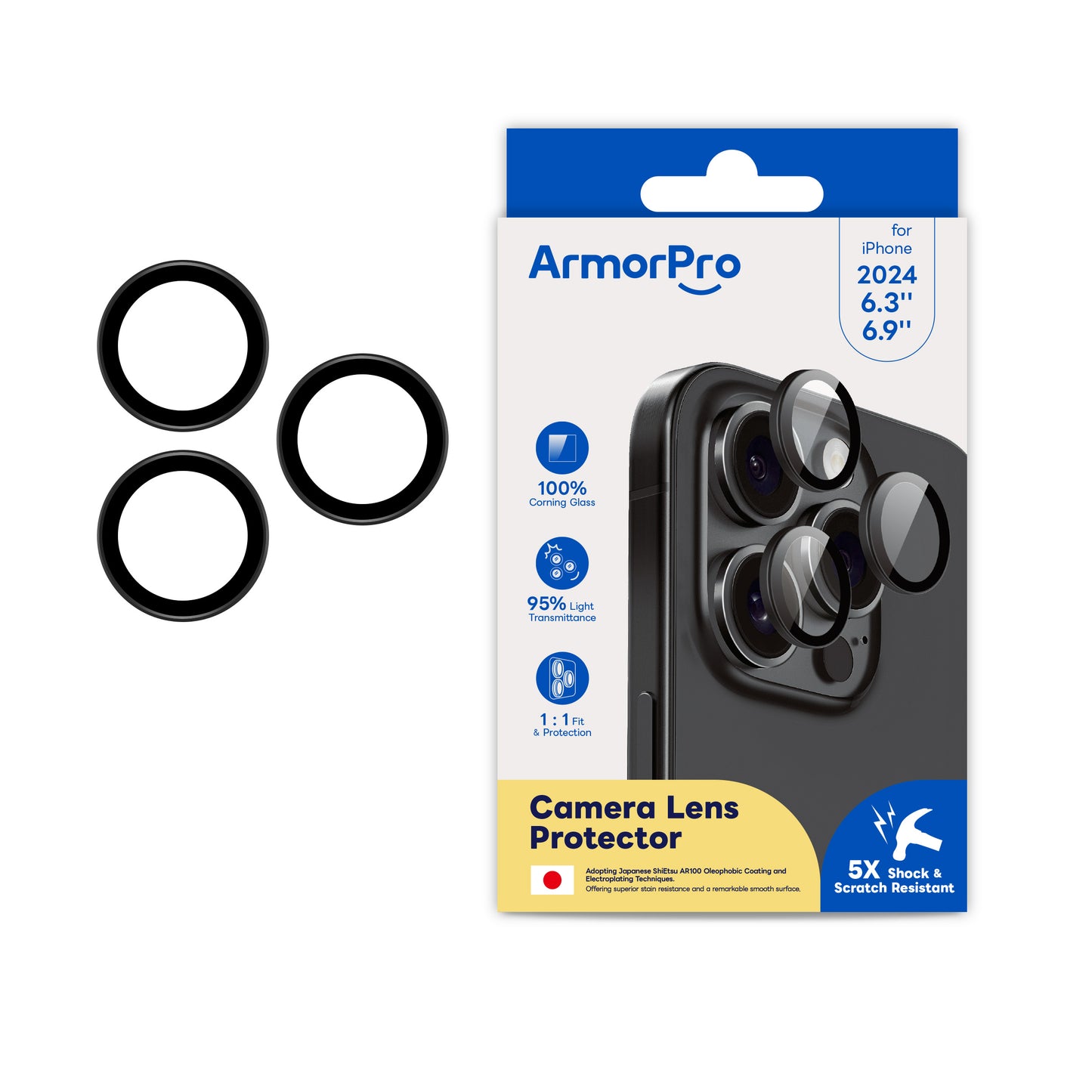 ArmorPro Camera Lens Protector for iPhone 16 Pro & 16 Pro Max