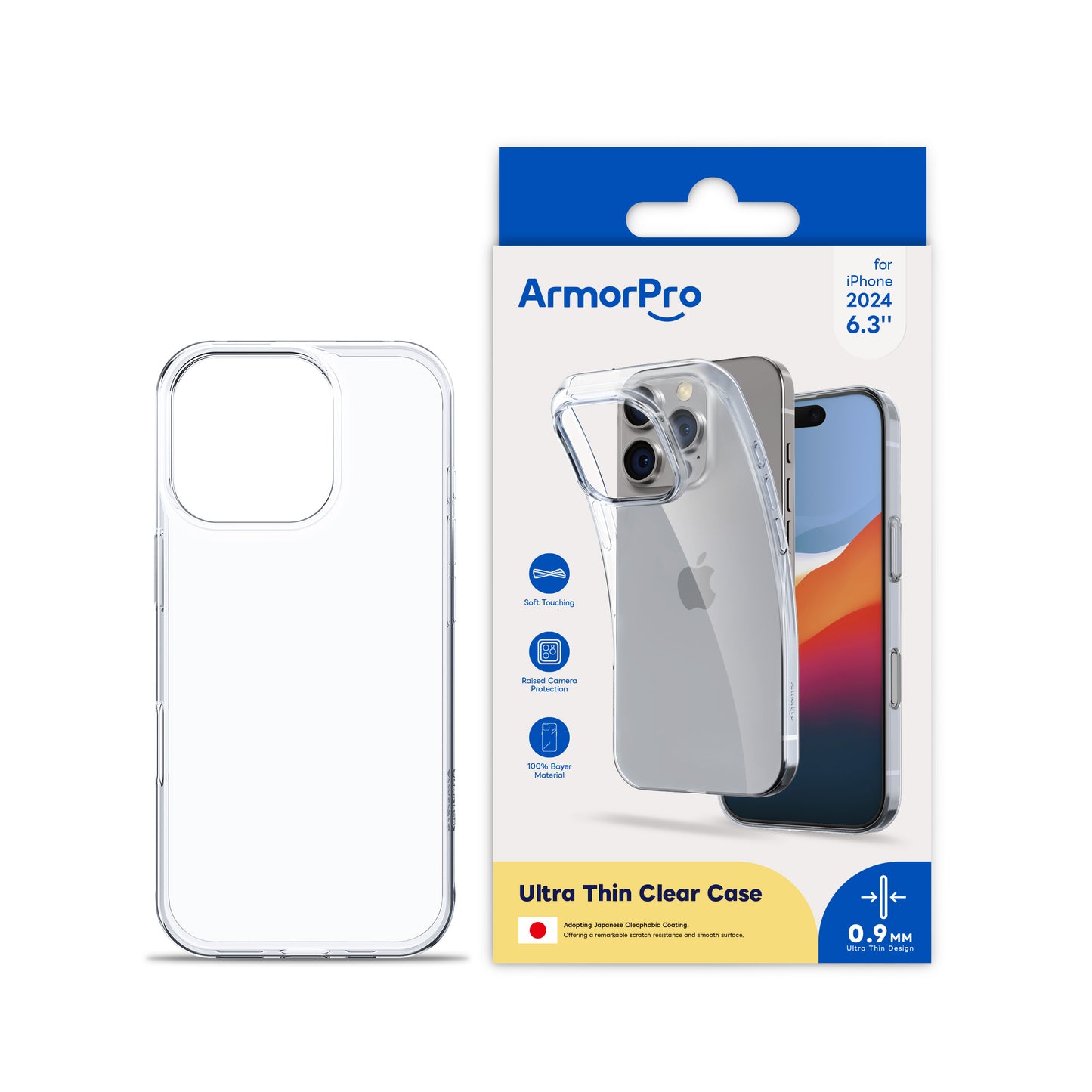 ArmorPro Super Slim Soft TPU Clear Case for iPhone 16 Pro & 16 Pro Max