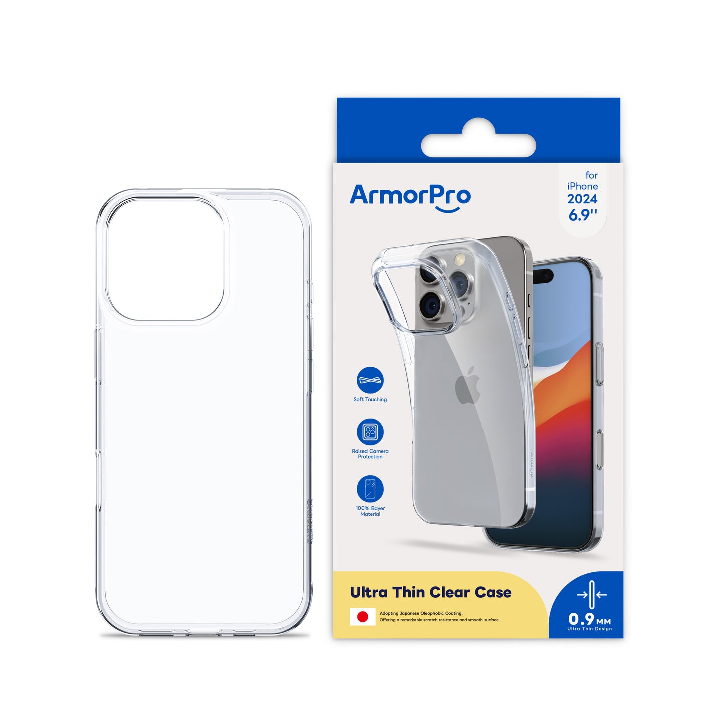 ArmorPro Super Slim Soft TPU Clear Case for iPhone 16 Pro & 16 Pro Max