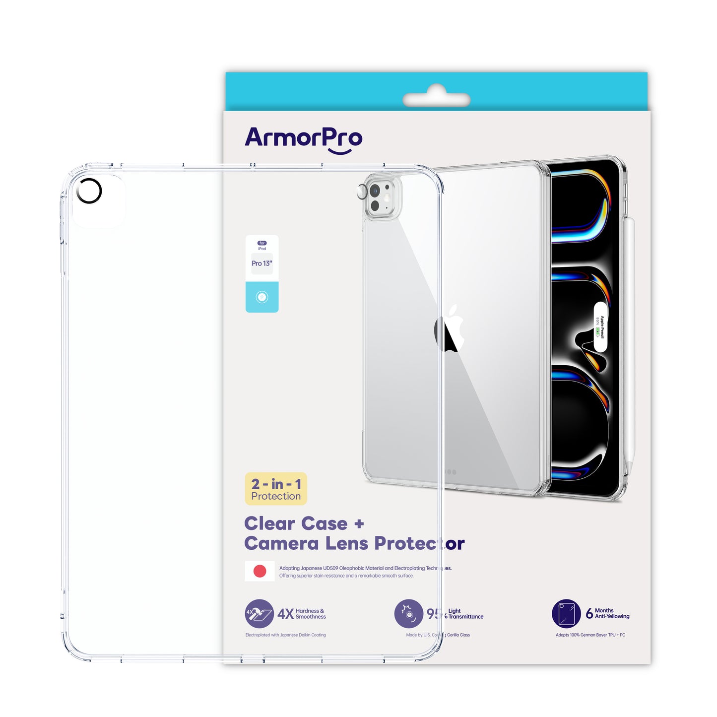 ArmorPro 2-in-1 Combo (Clear Case & Lens Protector) for iPad