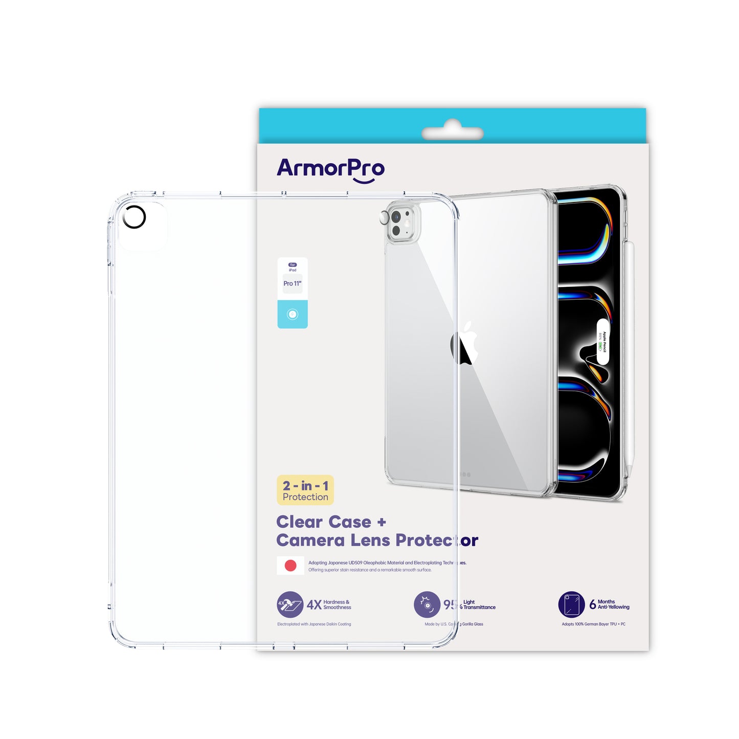 ArmorPro 2-in-1 Combo (Clear Case & Lens Protector) for iPad