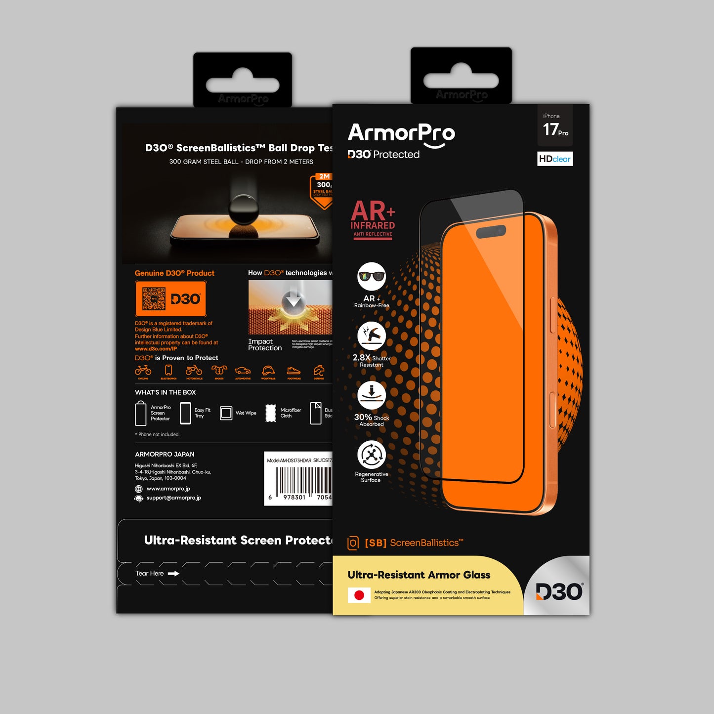 ArmorPro D3O ScreenBallistics Screen Protector HD AR + Rainbow-Free for iPhone 17 Pro & 17 Pro Max