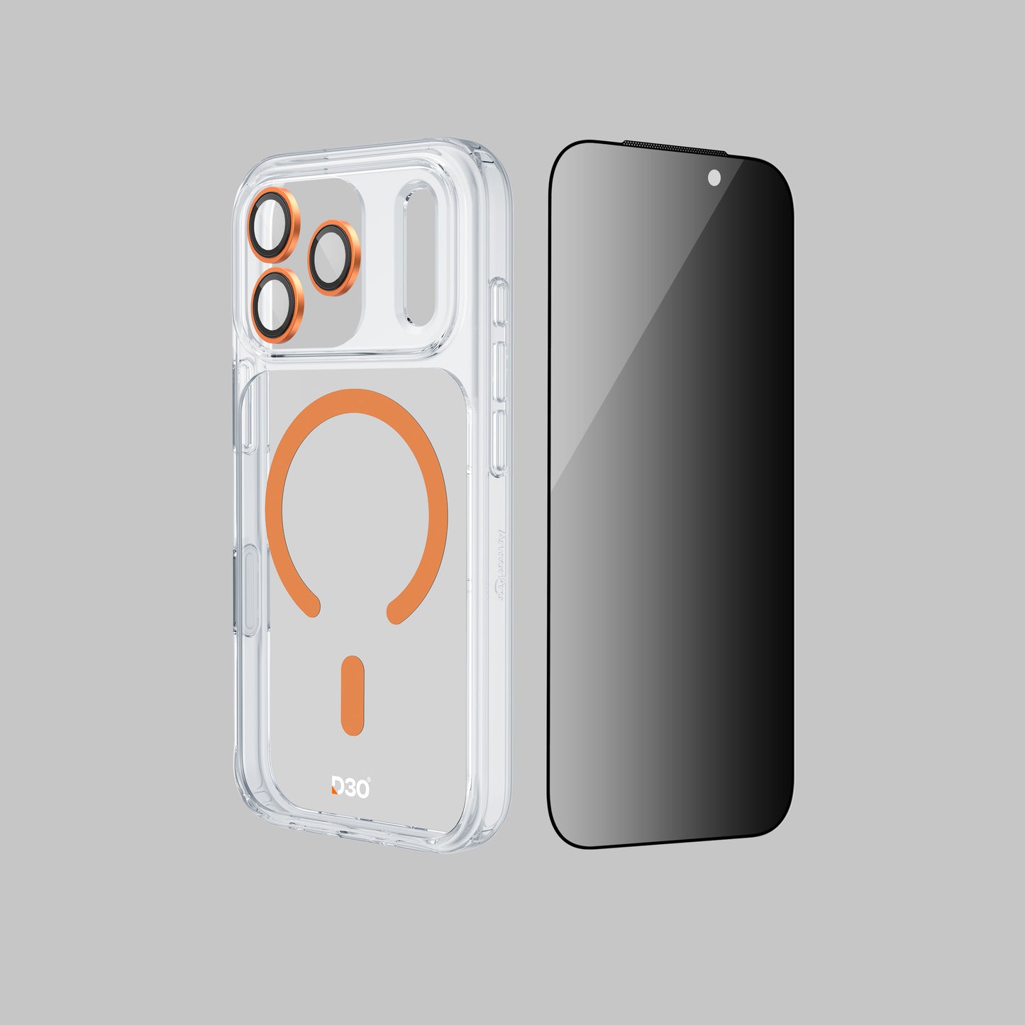 ArmorPro D3O 3-in-1 Combo with Capture Button (Privacy Anti-Reflective Screen Protector & DoubleAR Camera Lens & D3O Clear Case with MagSafe) for iPhone 17 Pro & 17 Pro Max