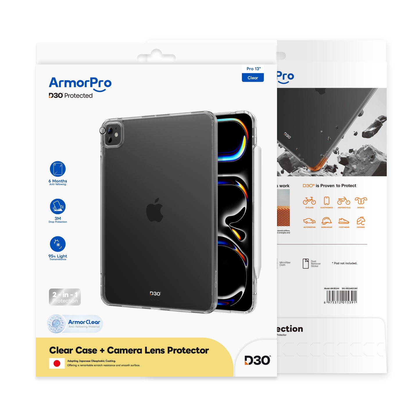 ArmorPro 2-in-1 Combo (D3O Clear Case & Lens Protector) for iPad