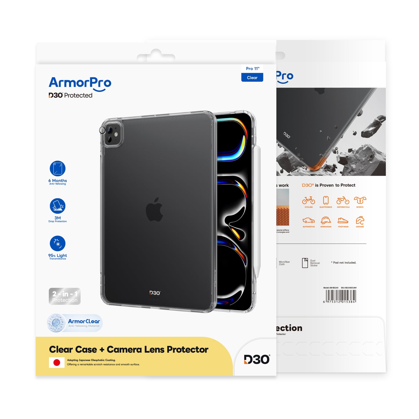 ArmorPro 2-in-1 Combo (D3O Clear Case & Lens Protector) for iPad
