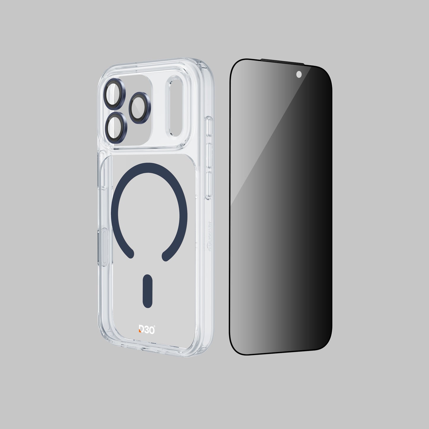 ArmorPro D3O 3-in-1 Combo with Capture Button (Privacy Anti-Reflective Screen Protector & DoubleAR Camera Lens & D3O Clear Case with MagSafe) for iPhone 17 Pro & 17 Pro Max