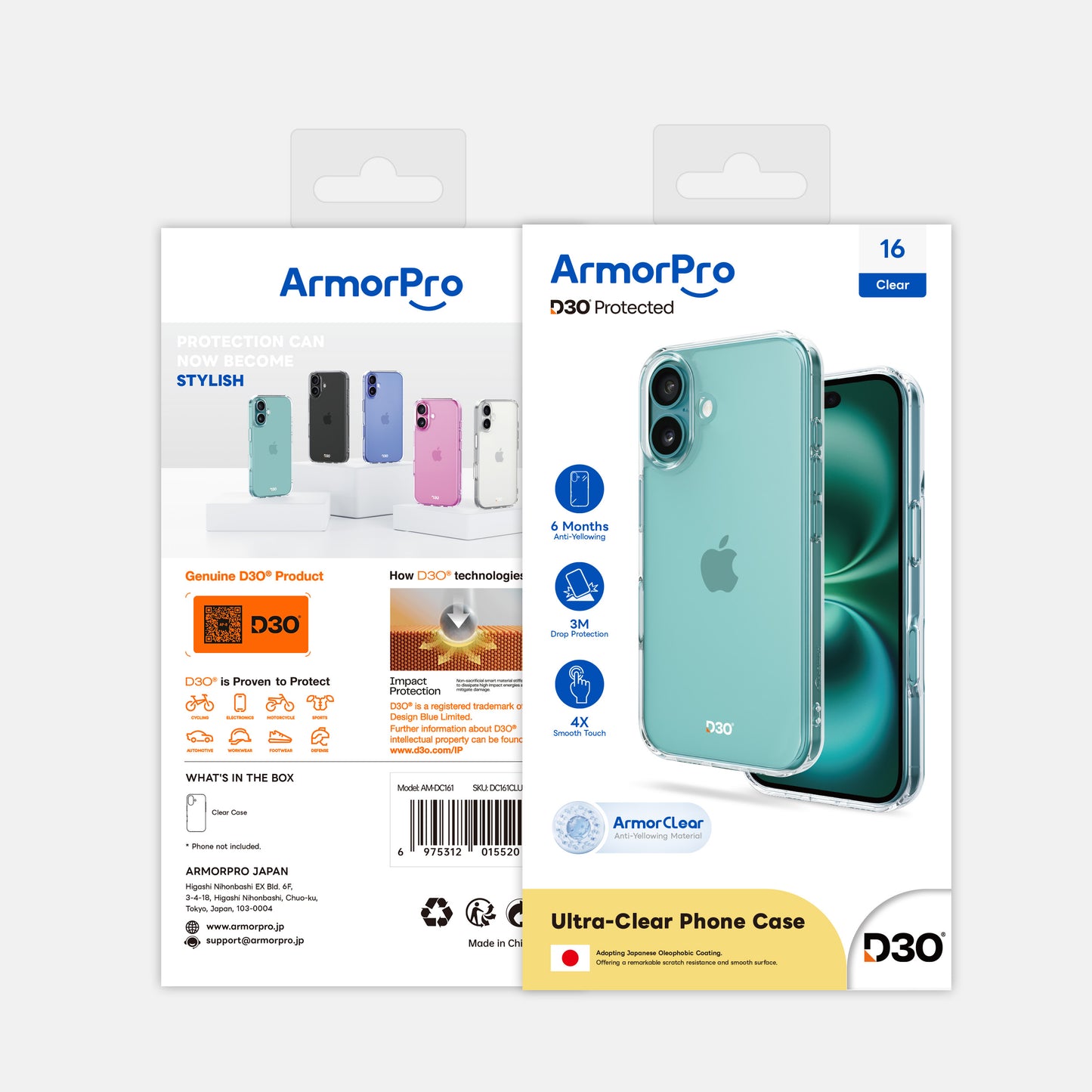 ArmorPro D3O Protected Clear Case for iPhone 16 Series