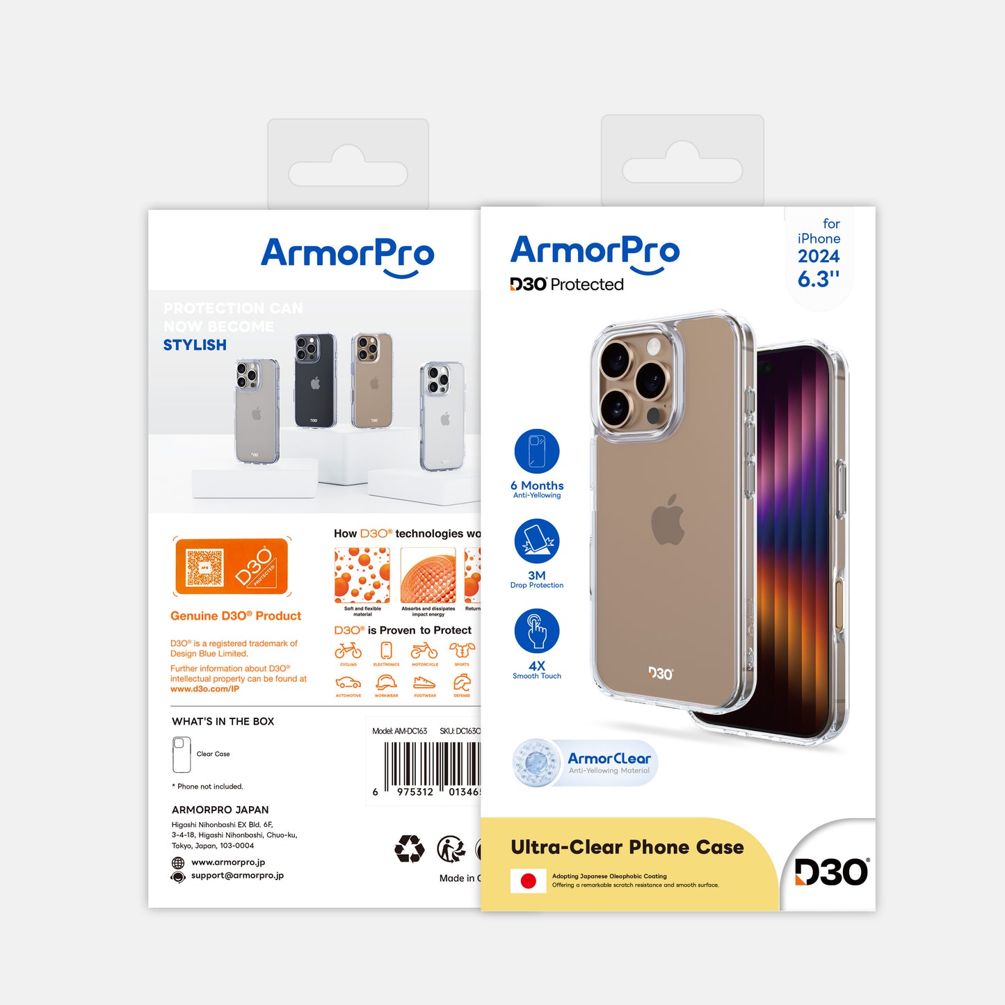 ArmorPro D3O Protected Clear Case for iPhone 16 Series