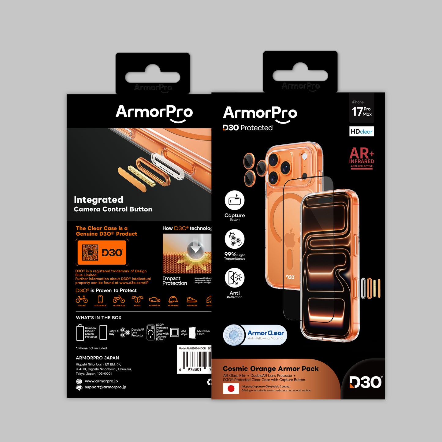 ArmorPro D3O 3-in-1 Combo with Capture Button (HD Anti-Reflective Screen Protector & DoubleAR Camera Lens & D3O Clear Case with MagSafe) for iPhone 17 Pro & 17 Pro Max