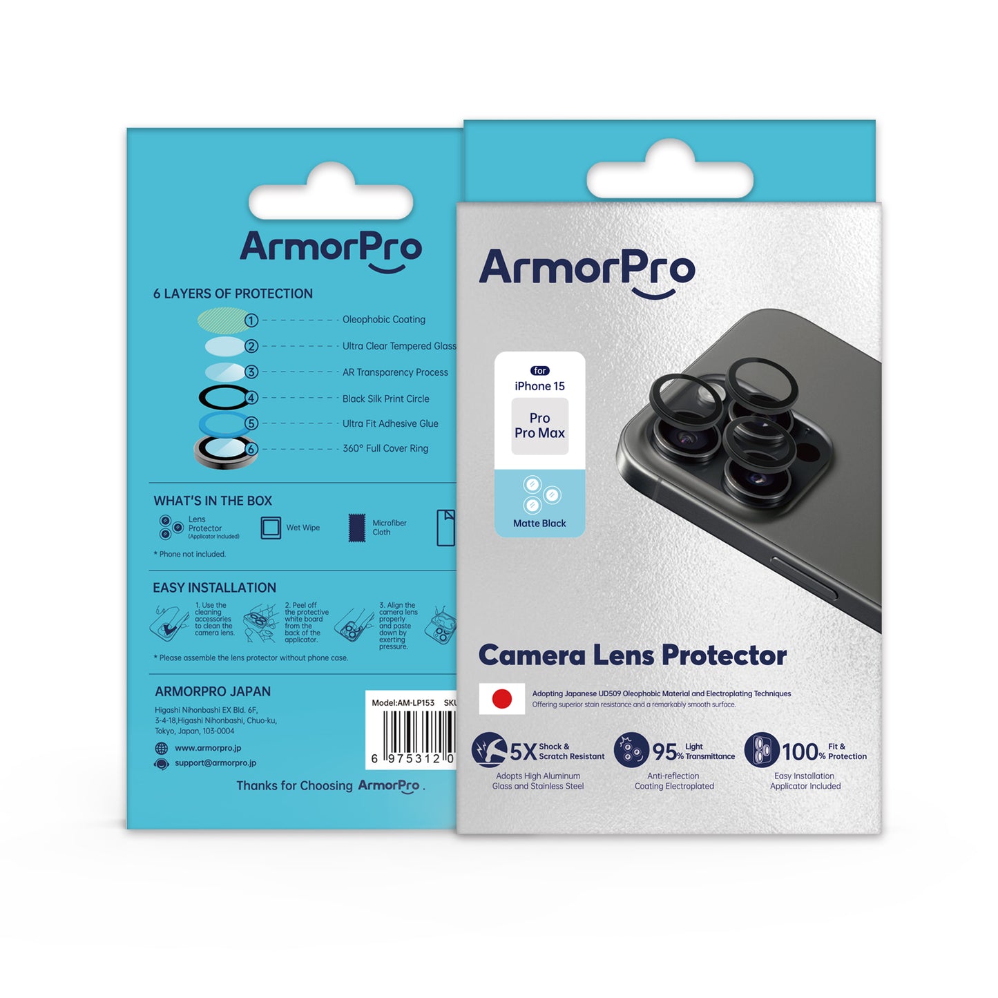 ArmorPro Camera Lens Protector Matte for iPhone 15 Series