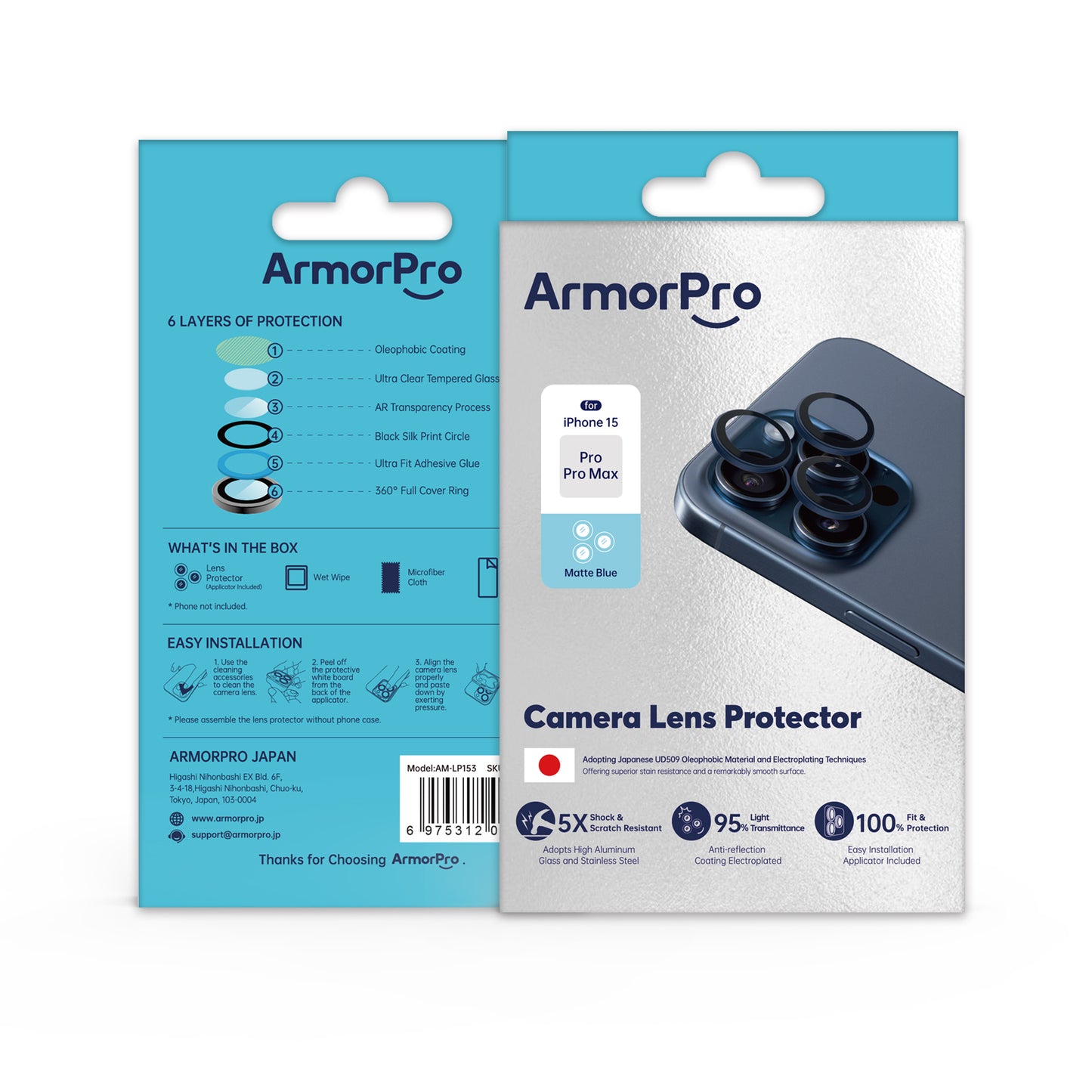 ArmorPro Camera Lens Protector Matte for iPhone 15 Series