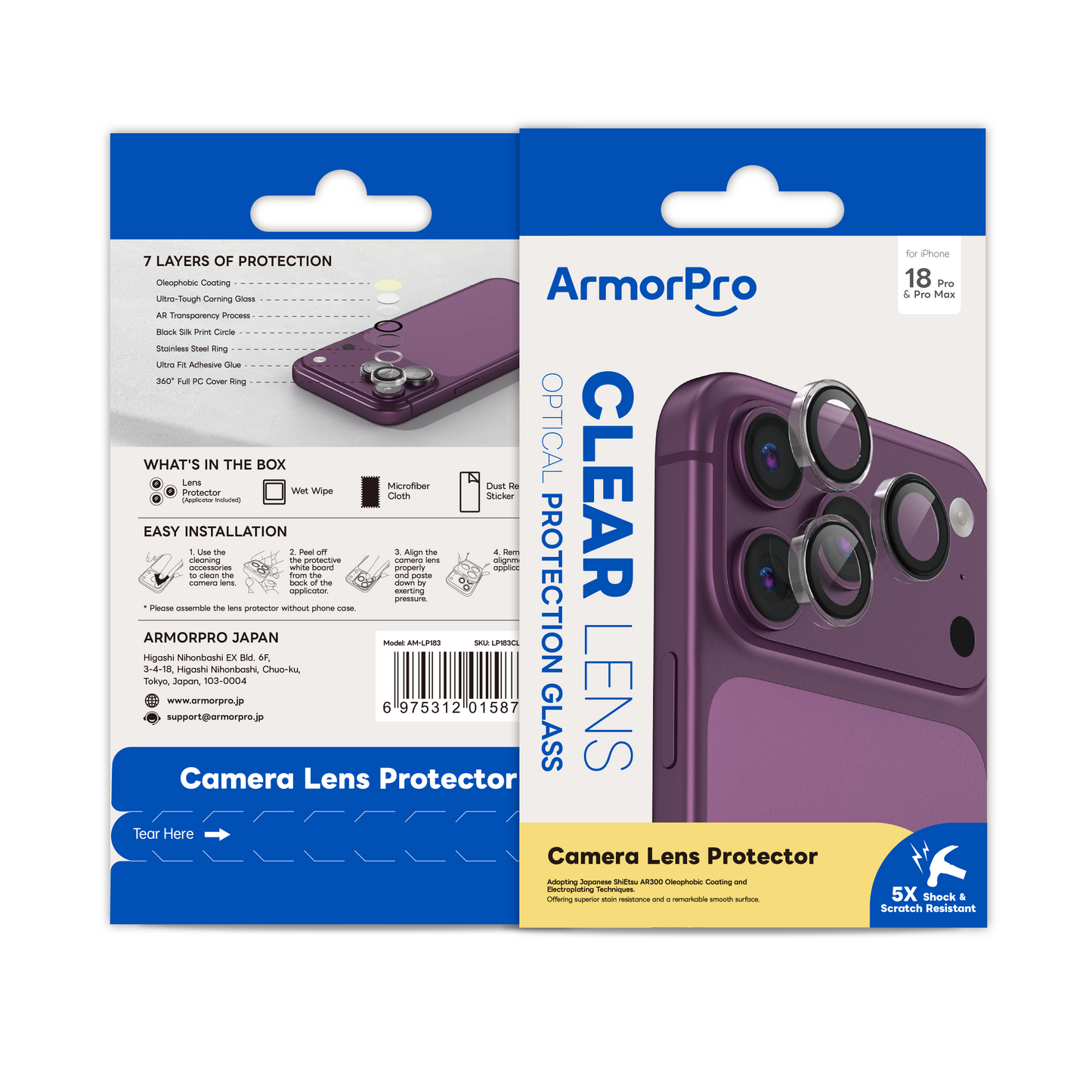 ArmorPro Camera Lens Protector Transparent for iP18 Pro & Pro Max