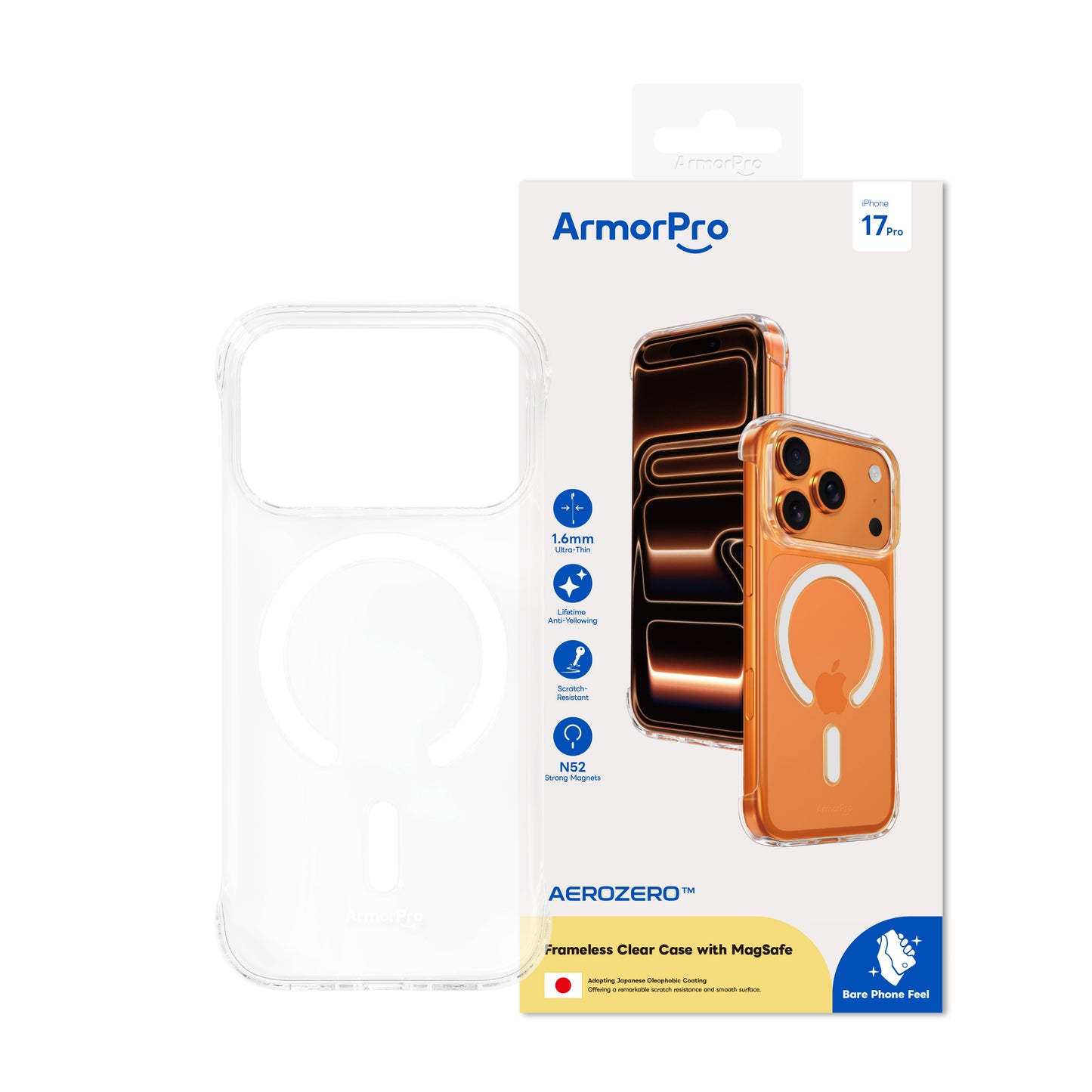 ArmorPro Frameless PC Clear Case with MagSafe White for iPhone 17 Series