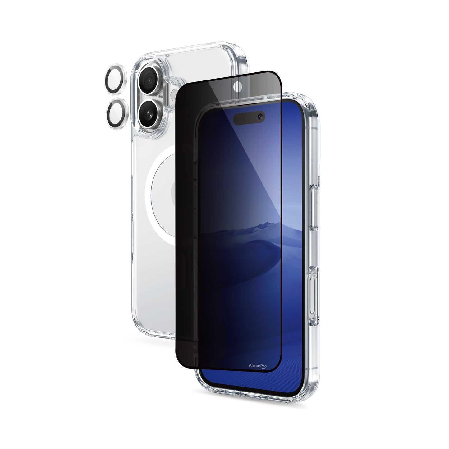 ArmorPro SODA 3-in-1 Combo (Privacy Screen Protector & Camera Lens &Clear Case with MagSafe) for iPhone 17 Series