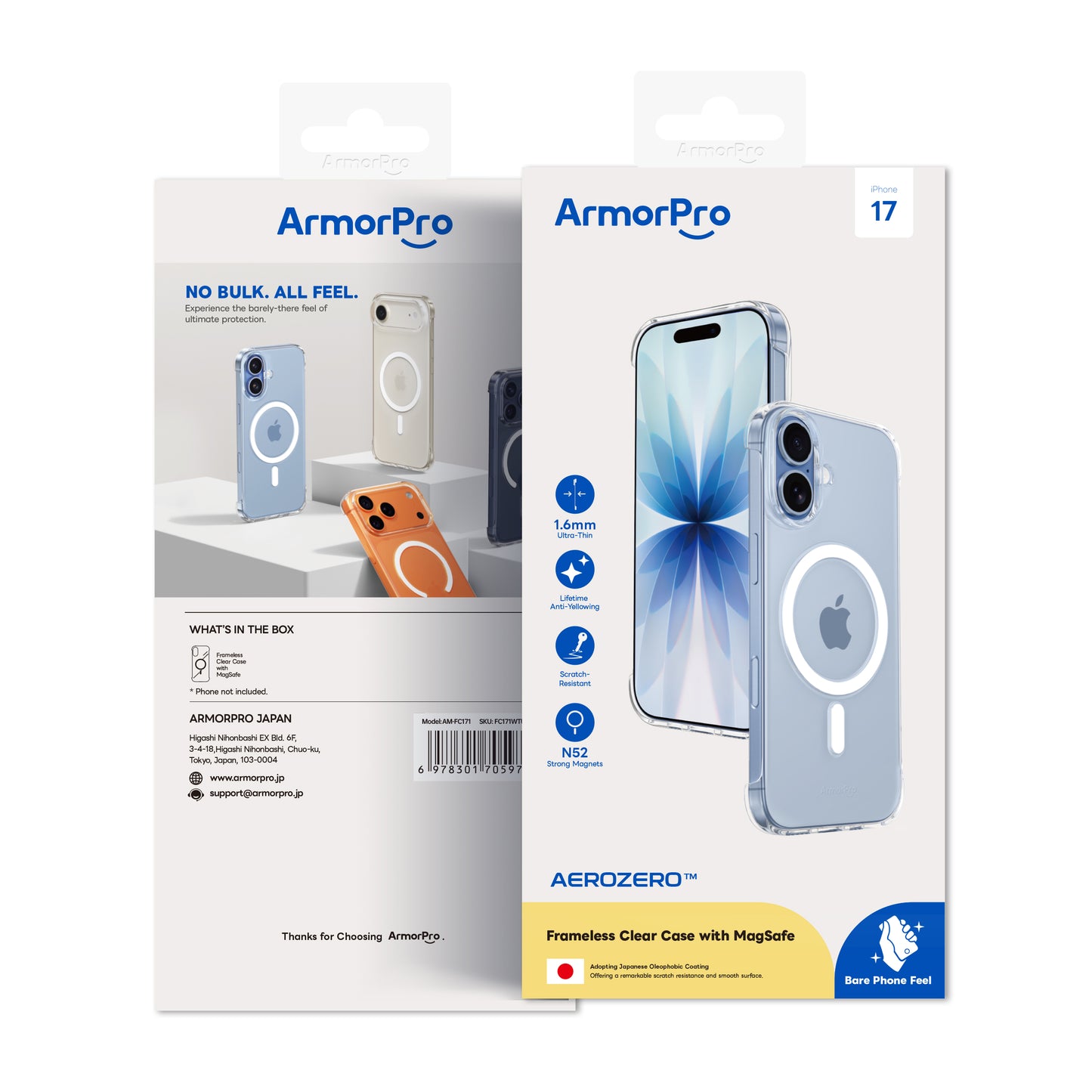 ArmorPro Frameless PC Clear Case with MagSafe White for iPhone 17 Series