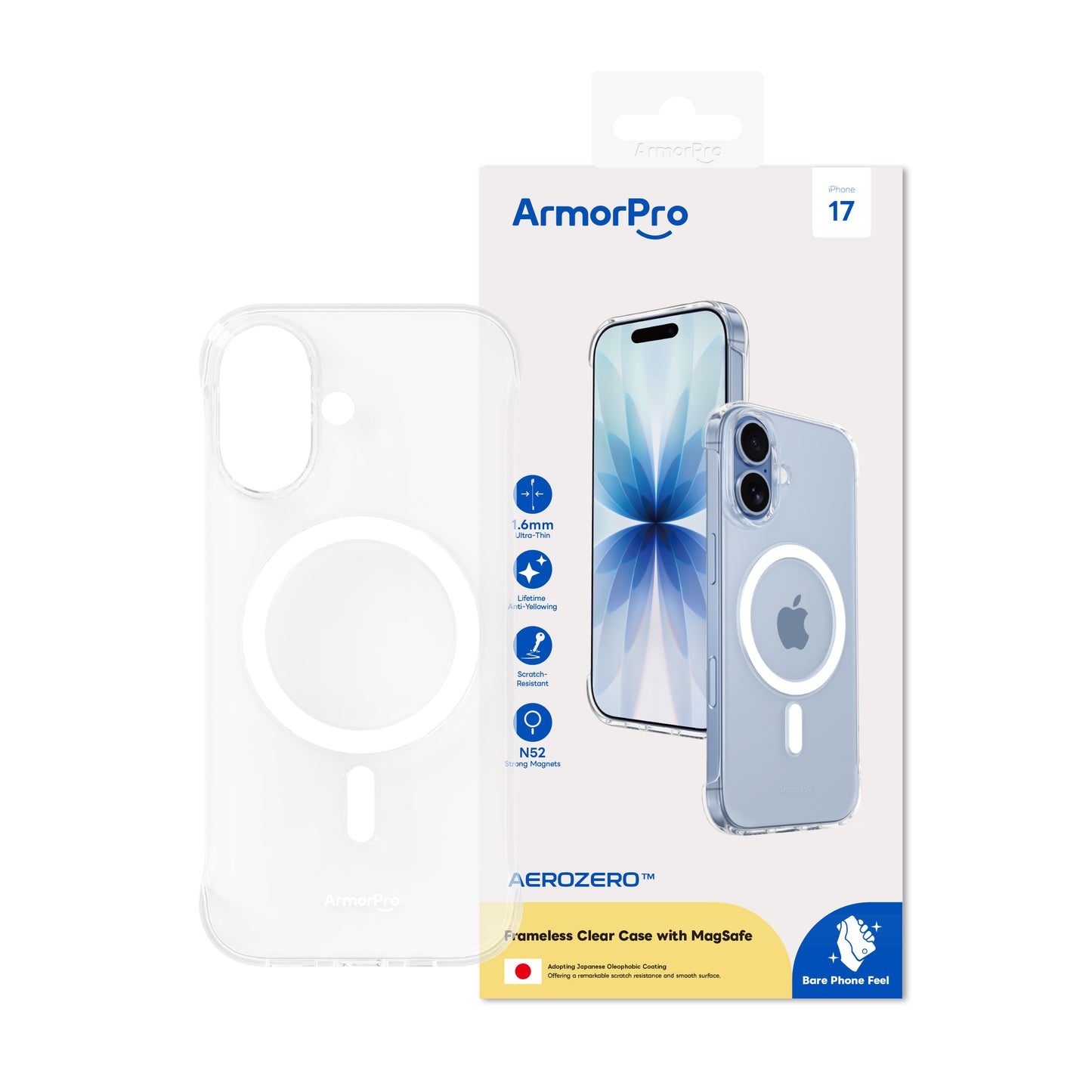 ArmorPro Frameless PC Clear Case with MagSafe White for iPhone 17 Series