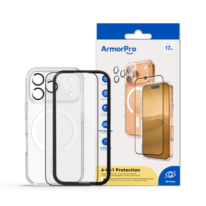 ArmorPro SODA 3-in-1 Combo (HD Screen Protector & Camera Lens &Clear Case with MagSafe) for iPhone 17 Series
