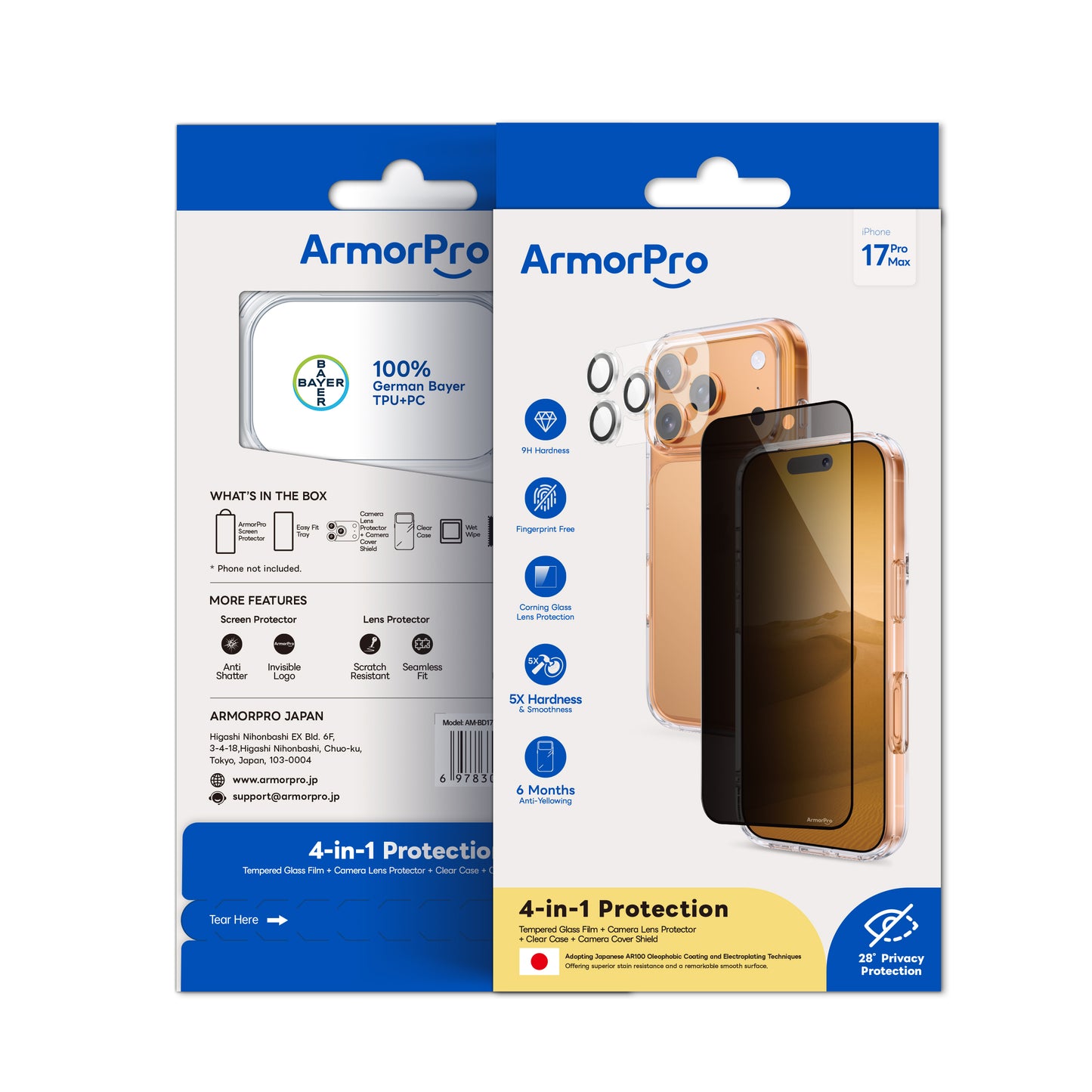 ArmorPro SODA 3-in-1 Combo (Privacy Screen Protector & Camera Lens &Clear Case) for iPhone 17 Series
