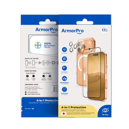 ArmorPro SODA 3-in-1 Combo (HD Screen Protector & Camera Lens &Clear Case with MagSafe) for iPhone 17 Series