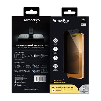 ArmorPro CeramicDefender AR Screen Protector Privacy for iPhone 17 Pro & Pro Max