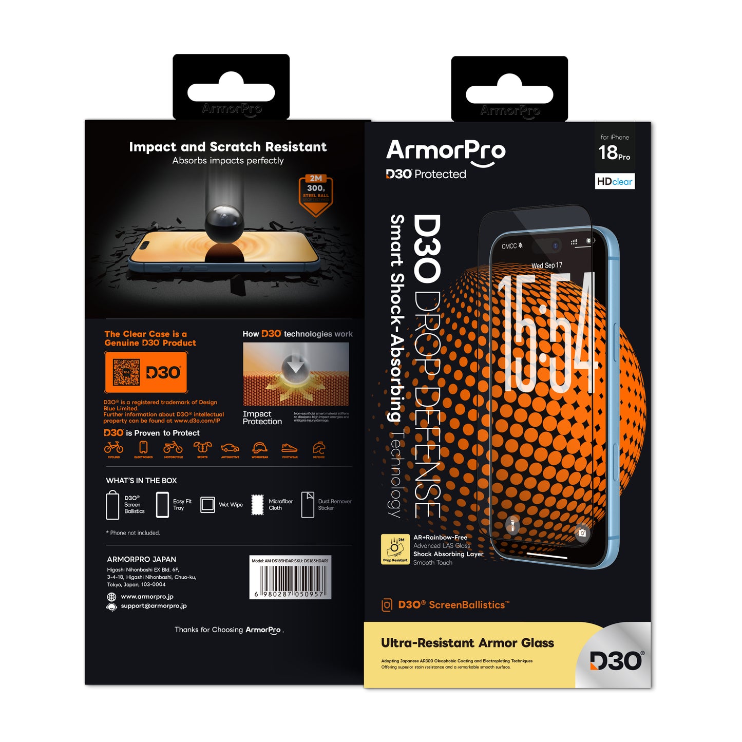ArmorPro D3O ScreenBallistics Screen Protector HD AR + Rainbow-Free for iPhone 18 Series