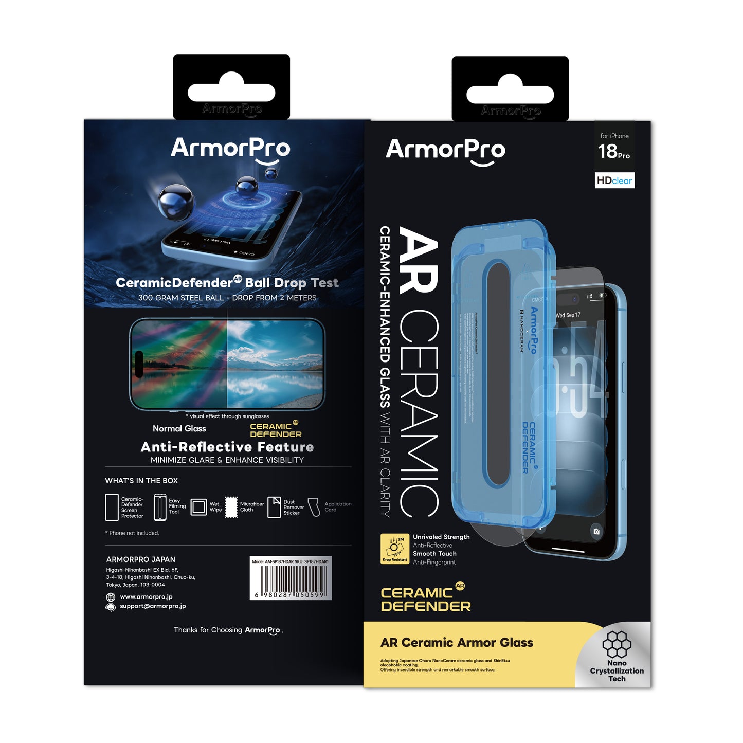 ArmorPro CeramicDefender AR+ Rainbow-Free Screen Protector HD for iP18 Pro Max
