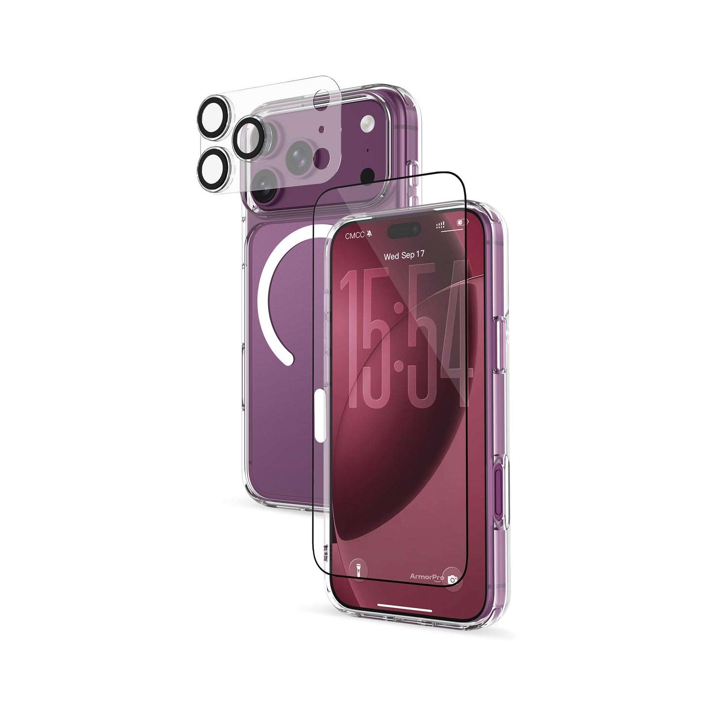 ArmorPro Basic 4-in-1 Combo (HD Screen Protector & Camera Lens & Camera Cover Shield & Clear Case with Magsafe) HD for iP18 Series