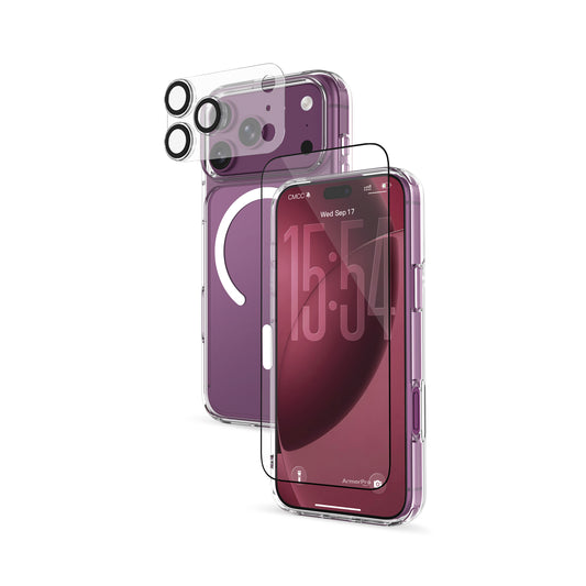 ArmorPro Basic 4-in-1 Combo (HD Screen Protector & Camera Lens & Camera Cover Shield & Clear Case with Magsafe) HD for iP18 Series