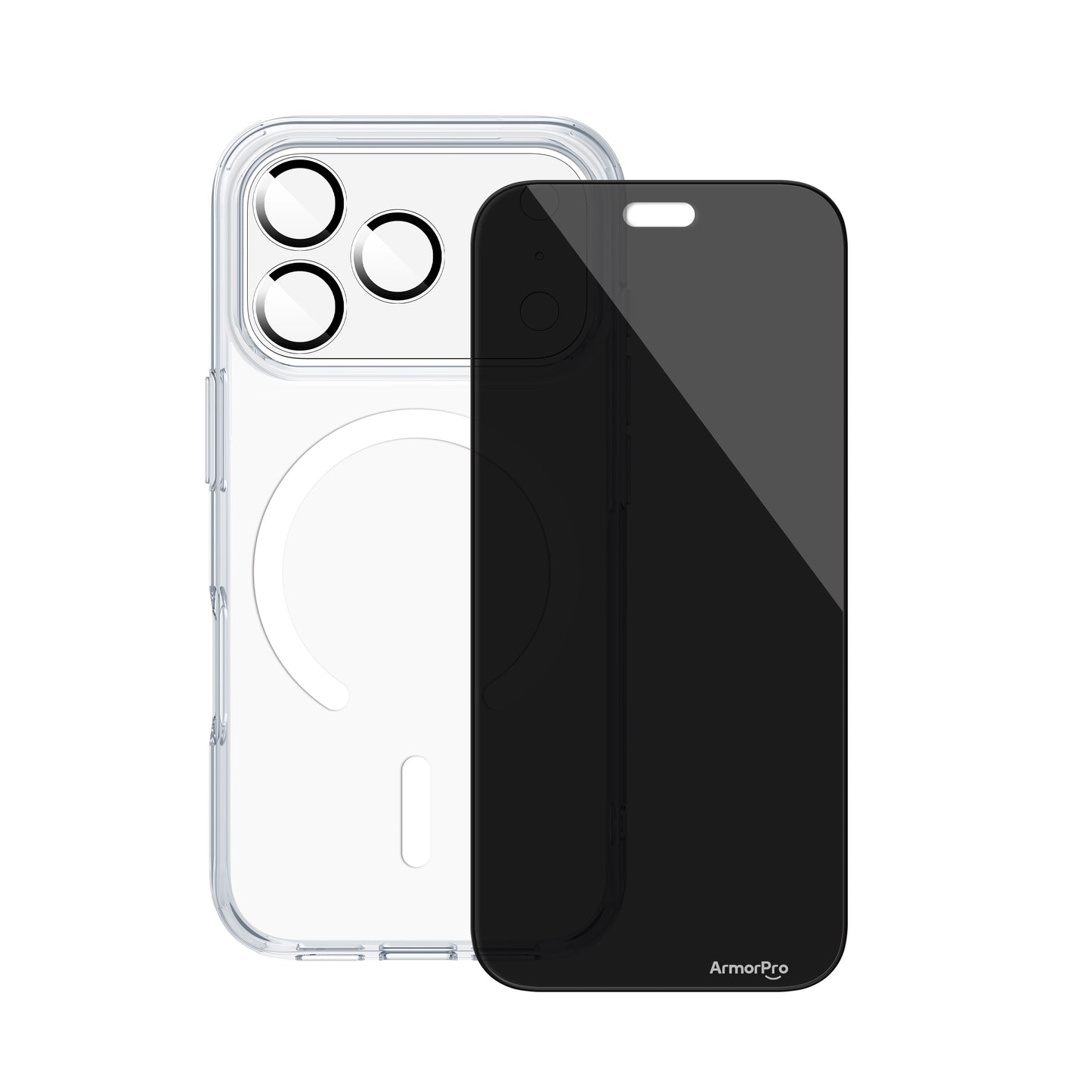 ArmorPro Basic 4-in-1 Combo (Privacy Screen Protector & Camera Lens & Camera Cover Shield & Clear Case with Magsafe) Privacy for iP18 Series