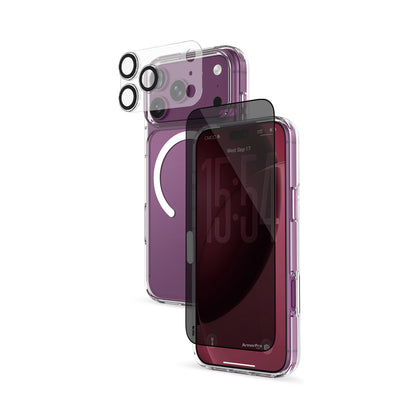 ArmorPro Basic 4-in-1 Combo (Privacy Screen Protector & Camera Lens & Camera Cover Shield & Clear Case with Magsafe) Privacy for iP18 Series