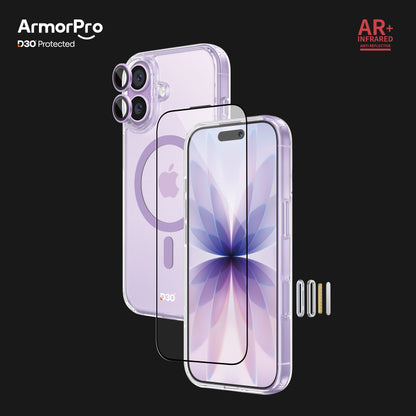 ArmorPro D3O 3-in-1 Combo with Capture Button  (HD Anti-Reflective Screen Protector & DoubleAR Camera Lens & D3O Clear Case with MagSafe) for iPhone 17