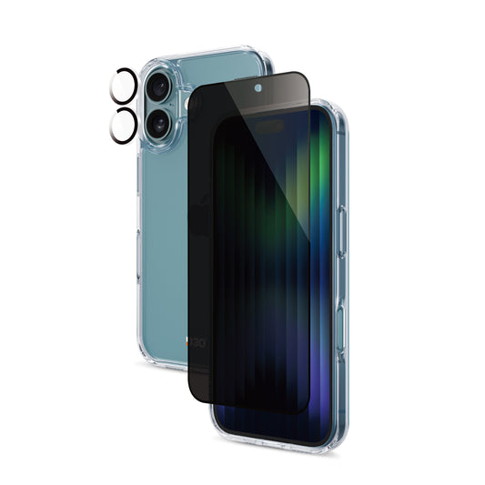 ArmorPro D3O 3-in-1 Combo (Privacy Screen Protector & Camera Lens & Clear Case) for iPhone 16 Series
