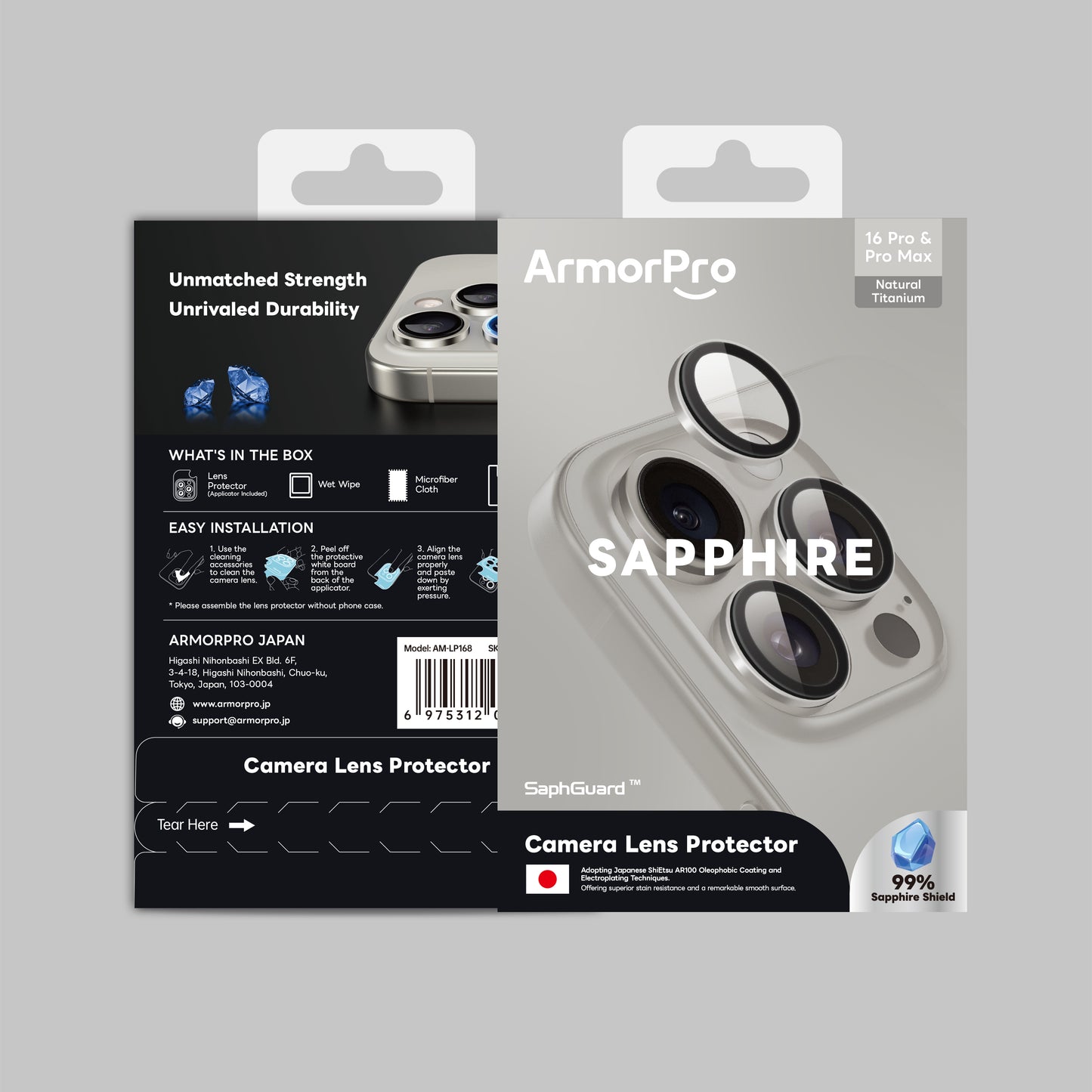 ArmorPro Sapphire Camera Lens Protector for iPhone 16 Pro & 16 Pro Max