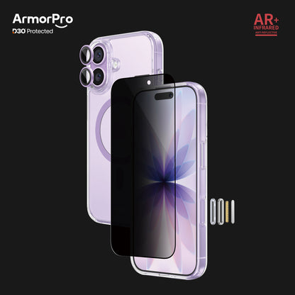 ArmorPro D3O 3-in-1 Combo with Capture Button  (Privacy Anti-Reflective Screen Protector & DoubleAR Camera Lens & D3O Clear Case with  MagSafe) for iPhone 17