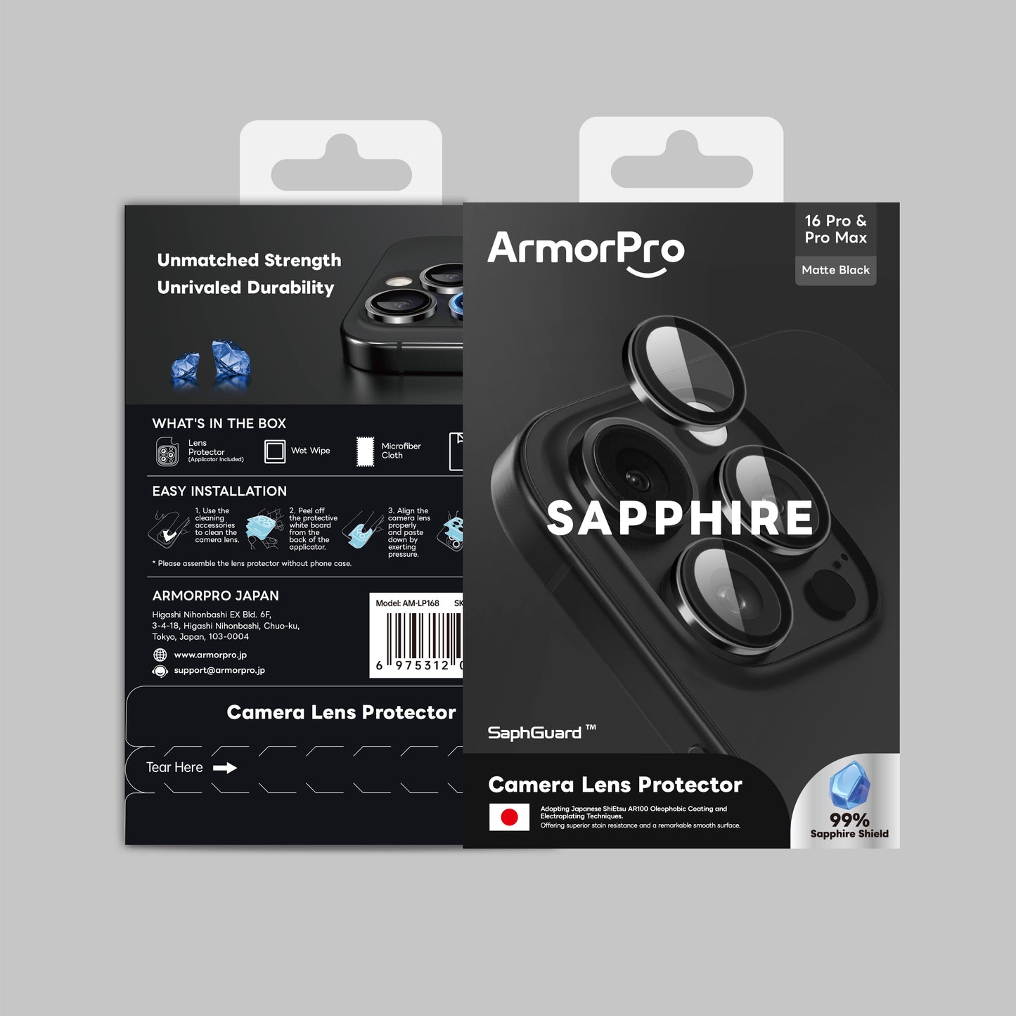 ArmorPro Sapphire Camera Lens Protector for iPhone 16 Pro & 16 Pro Max